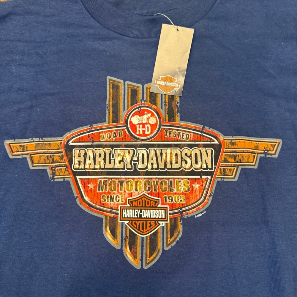 Harley-Davidson Orlando Florida T-Shirt Mens Large Navy Blue 2008 Pinup Graphic - Picture 2 of 6